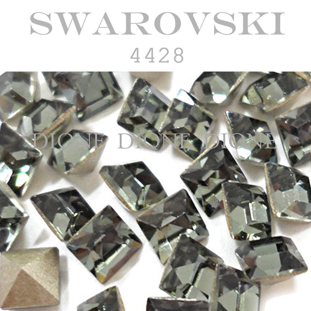 스와로브스키V컷스톤 4428 사각팬시 4mm 블랙다이아몬드 (10개입)